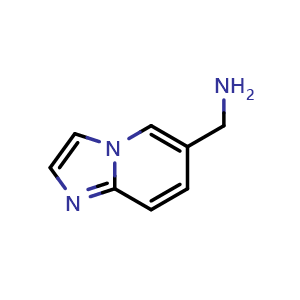 Chemical structure of imidazo[1,2-a]pyridin-6-ylmethanamine , CAS 132213-03-7, AChemBlock Q62700