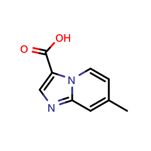 Chemical structure of 7-Methylimidazo[1,2-a]pyridine-3-carboxylic acid , CAS 21801-80-9, AChemBlock Q62704