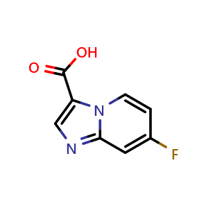 Chemical structure of 7-fluoroimidazo[1,2-a]pyridine-3-carboxylic acid , CAS 1159827-76-5, AChemBlock Q62707