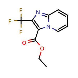 Chemical structure of ethyl 2-(trifluoromethyl)imidazo[1,2-a]pyridine-3-carboxylate , CAS 108438-46-6, AChemBlock Q62710