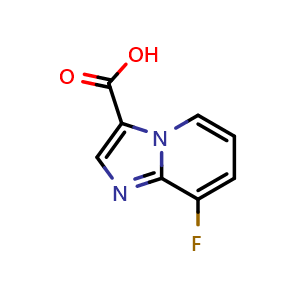 Chemical structure of 8-fluoroimidazo[1,2-a]pyridine-3-carboxylic acid , CAS 1019023-85-8, AChemBlock Q62714