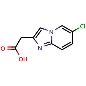 Chemical structure of 2-(6-chloroimidazo[1,2-a]pyridin-2-yl)acetic acid , CAS 59128-13-1, AChemBlock Q62717