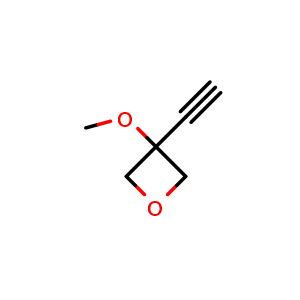 Chemical structure of 3-ethynyl-3-methoxyoxetane , CAS 2169177-63-1, AChemBlock Q62779