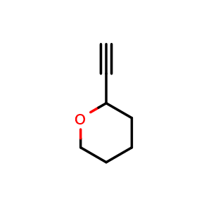 Chemical structure of 2-ethynyltetrahydro-2H-pyran , CAS 76928-53-5, AChemBlock Q62780