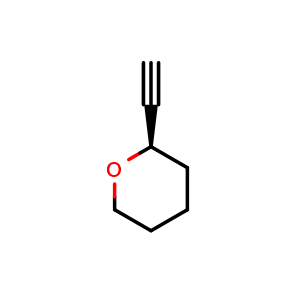 Chemical structure of (R)-2-ethynyltetrahydro-2H-pyran , CAS 946148-98-7, AChemBlock Q62781