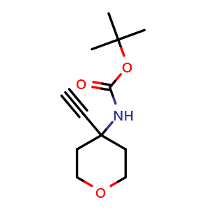 Chemical structure of tert-butyl (4-ethynyltetrahydro-2H-pyran-4-yl)carbamate , CAS 287192-92-1, AChemBlock Q62785