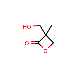 Chemical structure of 3-(hydroxymethyl)-3-methyloxetan-2-one , CAS 45511-67-9, AChemBlock Q62787
