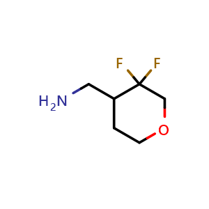 Chemical structure of (3,3-difluorotetrahydro-2H-pyran-4-yl)methanamine , CAS 1780537-28-1, AChemBlock Q62801