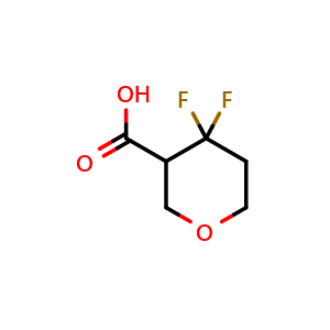 Chemical structure of 4,4-difluorotetrahydro-2H-pyran-3-carboxylic acid , CAS 1502280-72-9, AChemBlock Q62806