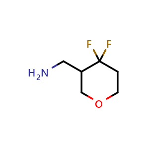 Chemical structure of (4,4-difluorotetrahydro-2H-pyran-3-yl)methanamine , CAS 1780779-29-4, AChemBlock Q62808