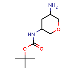 Chemical structure of tert-Butyl (5-aminotetrahydro-2H-pyran-3-yl)carbamate , CAS 1422772-85-7, AChemBlock Q62822