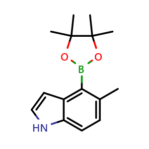Chemical structure of 5-methyl-4-(4,4,5,5-tetramethyl-1,3,2-dioxaborolan-2-yl)-1H-indole , CAS 1426154-41-7, AChemBlock Q62840