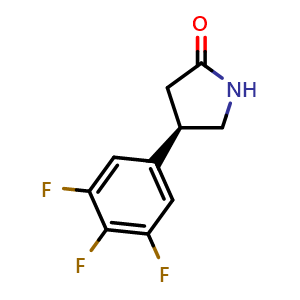 Chemical structure of (R)-4-(3,4,5-trifluorophenyl)pyrrolidin-2-one , CAS 1651179-16-6, AChemBlock Q62880