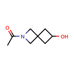 Chemical structure of 1-(6-hydroxy-2-azaspiro[3.3]heptan-2-yl)ethan-1-one , CAS 2299144-77-5, AChemBlock Q62892