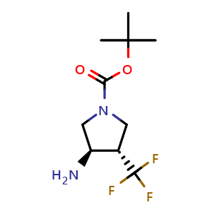 Chemical structure of tert-butyl (3R,4S)-3-amino-4-(trifluoromethyl)pyrrolidine-1-carboxylate , CAS 1428776-56-0, AChemBlock Q62990