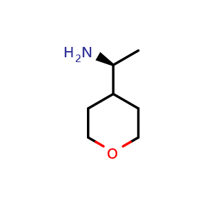 Chemical structure of (S)-1-(tetrahydro-2H-pyran-4-yl)ethan-1-amine , CAS 1269754-98-4, AChemBlock Q63000