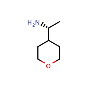 Chemical structure of (R)-1-(tetrahydro-2H-pyran-4-yl)ethan-1-amine , CAS 1269755-01-2, AChemBlock Q63002