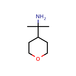 Chemical structure of 2-(tetrahydro-2H-pyran-4-yl)propan-2-amine , CAS 179096-71-0, AChemBlock Q63004