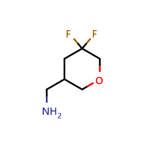 Chemical structure of (5,5-difluorotetrahydro-2H-pyran-3-yl)methanamine , CAS 2306276-60-6, AChemBlock Q63012
