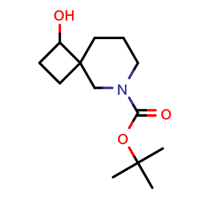 Chemical structure of tert-butyl 1-hydroxy-6-azaspiro[3.5]nonane-6-carboxylate , CAS 1823805-67-9, AChemBlock Q63059