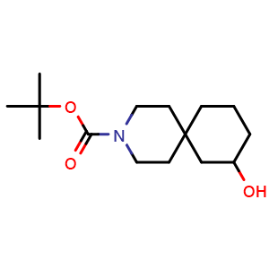 Chemical structure of tert-butyl 8-hydroxy-3-azaspiro[5.5]undecane-3-carboxylate , CAS 2306271-83-8, AChemBlock Q63068