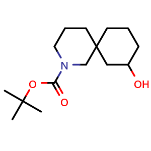 Chemical structure of tert-butyl 8-hydroxy-2-azaspiro[5.5]undecane-2-carboxylate , CAS 2306272-98-8, AChemBlock Q63069