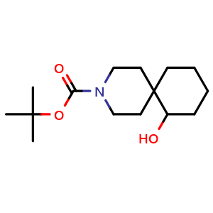 Chemical structure of tert-butyl 7-hydroxy-3-azaspiro[5.5]undecane-3-carboxylate , CAS 2142264-31-9, AChemBlock Q63071