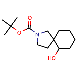Chemical structure of tert-butyl 6-hydroxy-2-azaspiro[4.5]decane-2-carboxylate , CAS 2031258-50-9, AChemBlock Q63075