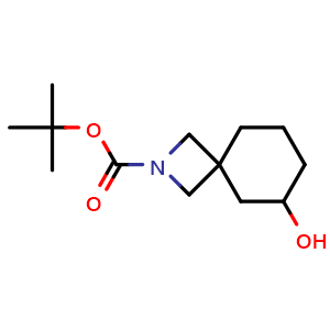 Chemical structure of tert-butyl 6-hydroxy-2-azaspiro[3.5]nonane-2-carboxylate , CAS 2168171-77-3, AChemBlock Q63078