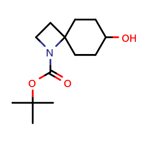 Chemical structure of tert-butyl 7-hydroxy-1-azaspiro[3.5]nonane-1-carboxylate , CAS 2167211-34-7, AChemBlock Q63080