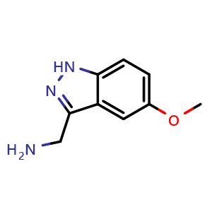 Chemical structure of (5-methoxy-1H-indazol-3-yl)methanamine , CAS 885271-81-8, AChemBlock Q63088