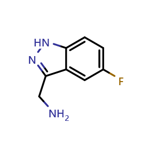 Chemical structure of (5-fluoro-1H-indazol-3-yl)methanamine , CAS 944904-69-2, AChemBlock Q63089
