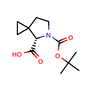 Chemical structure of (S)-5-(tert-butoxycarbonyl)-5-azaspiro[2.4]heptane-4-carboxylic acid , CAS 209269-08-9, AChemBlock Q63120