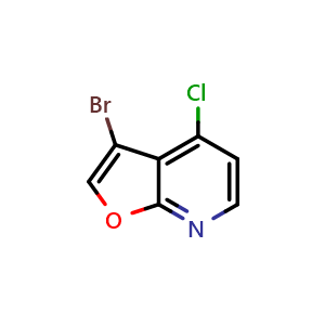 Chemical structure of 3-bromo-4-chlorofuro[2,3-b]pyridine , CAS 220939-67-3, AChemBlock Q63129
