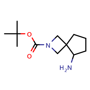 Chemical structure of tert-butyl 5-amino-2-azaspiro[3.4]octane-2-carboxylate , CAS 2169182-21-0, AChemBlock Q63184