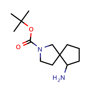 Chemical structure of tert-butyl 6-amino-2-azaspiro[4.4]nonane-2-carboxylate , CAS 1368138-79-7, AChemBlock Q63187
