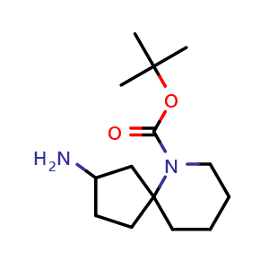 Chemical structure of tert-butyl 2-amino-6-azaspiro[4.5]decane-6-carboxylate , CAS 1780343-10-3, AChemBlock Q63188