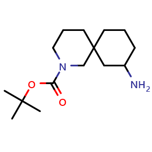 Chemical structure of tert-butyl 8-amino-2-azaspiro[5.5]undecane-2-carboxylate , CAS 1782722-51-3, AChemBlock Q63193