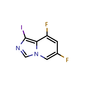 Chemical structure of 6,8-difluoro-1-iodoimidazo[1,5-a]pyridine , CAS 1431163-22-2, AChemBlock Q63212