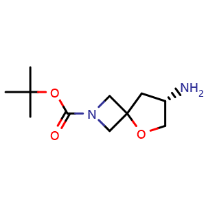 Chemical structure of tert-butyl (S)-7-amino-5-oxa-2-azaspiro[3.4]octane-2-carboxylate , CAS 1453316-10-3, AChemBlock Q63218