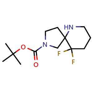 Chemical structure of tert-butyl 10,10-difluoro-2,6-diazaspiro[4.5]decane-2-carboxylate , CAS 1896800-75-1, AChemBlock Q63294
