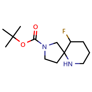 Chemical structure of tert-butyl 10-fluoro-2,6-diazaspiro[4.5]decane-2-carboxylate , CAS 1895660-77-1, AChemBlock Q63295