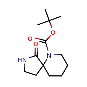 Chemical structure of tert-butyl 1-oxo-2,6-diazaspiro[4.5]decane-6-carboxylate , CAS 1221818-08-1, AChemBlock Q63304