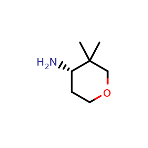 Chemical structure of (S)-3,3-Dimethyltetrahydro-2H-pyran-4-amine , CAS 2102028-40-8, AChemBlock Q63326