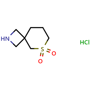 Chemical structure of 6-thia-2-azaspiro[3.5]nonane 6,6-dioxide hydrochloride , CAS 2306272-52-4, AChemBlock Q63329