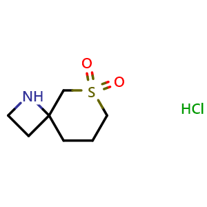 Chemical structure of 6-thia-1-azaspiro[3.5]nonane 6,6-dioxide hydrochloride , CAS 2247103-48-4, AChemBlock Q63333