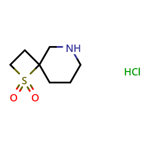Chemical structure of 1-thia-6-azaspiro[3.5]nonane 1,1-dioxide hydrochloride , CAS 1936207-13-4, AChemBlock Q63351