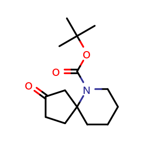Chemical structure of tert-butyl 2-oxo-6-azaspiro[4.5]decane-6-carboxylate , CAS 2206113-87-1, AChemBlock Q63360