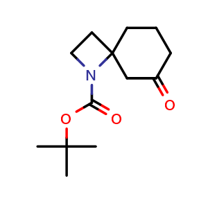 Chemical structure of tert-butyl 6-oxo-1-azaspiro[3.5]nonane-1-carboxylate , CAS 2306264-91-3, AChemBlock Q63372