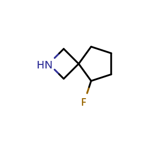 Chemical structure of 5-fluoro-2-azaspiro[3.4]octane , CAS 2306277-63-2, AChemBlock Q63479